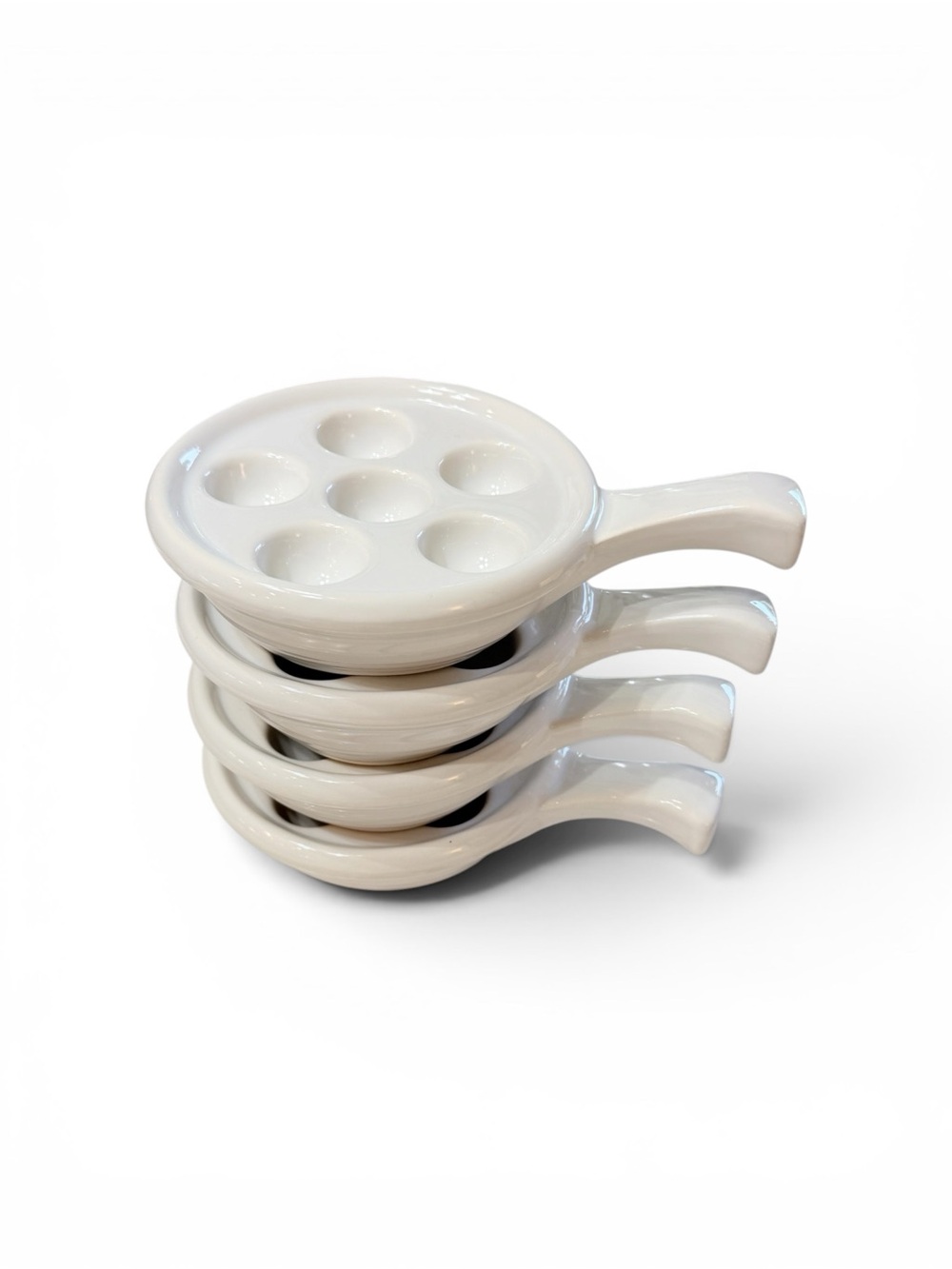 Set of 4 White French Ceramic Escargot Bakers – 6‑Well Vintage Serveware - Picture 15 of 15